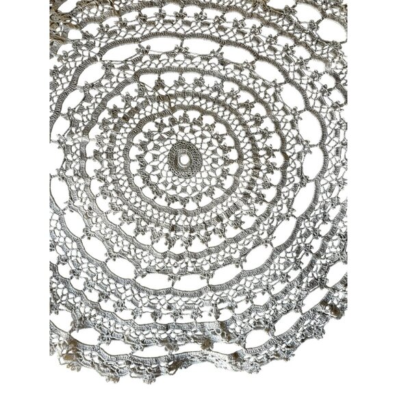 Handmade 22" Diameter Crocheted Cotton Doily - Picture 3 of 12